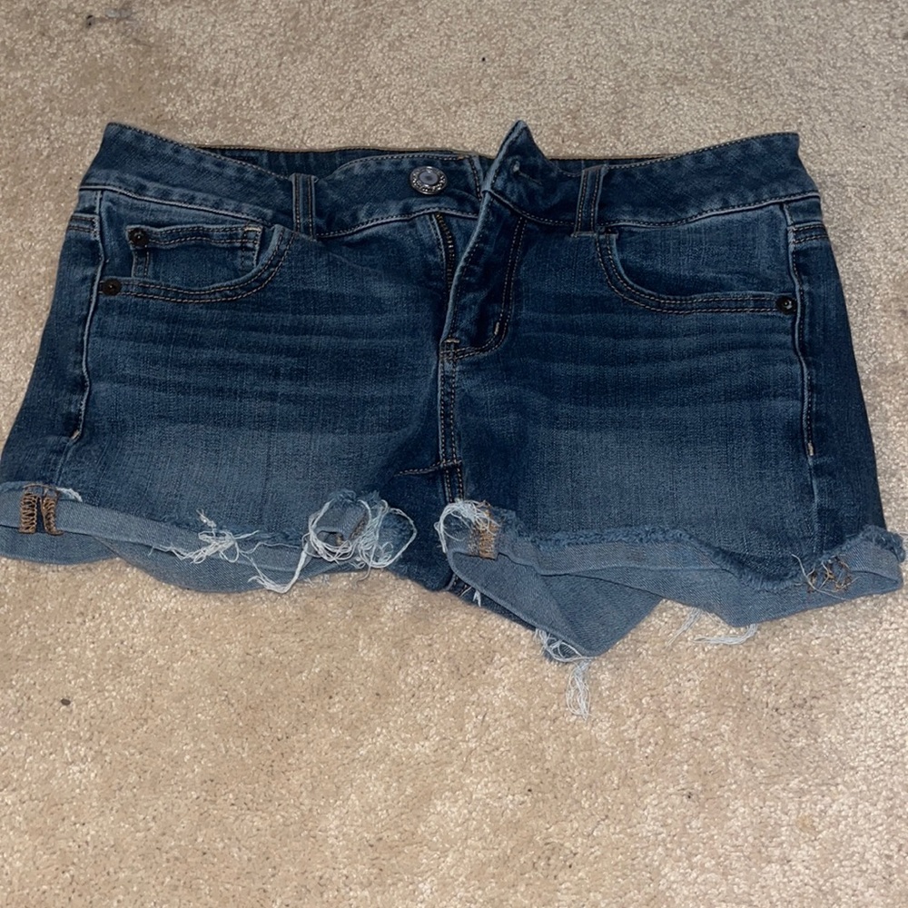 Low rise, blue Jean shorts from American Eagle Outfitters
